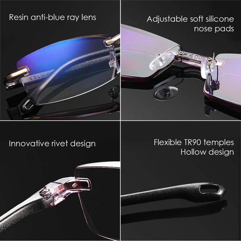 LUFF Premium Computer Reading Glasses Blue Light Blocking Diamond Cut Edge Design Spectacle Readers for Men - Image 4